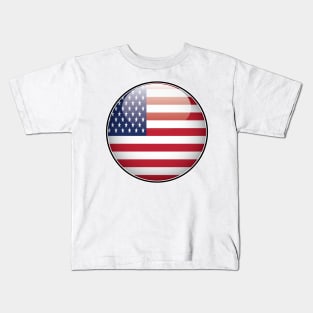 United States of America National Flag Glossy Button Kids T-Shirt